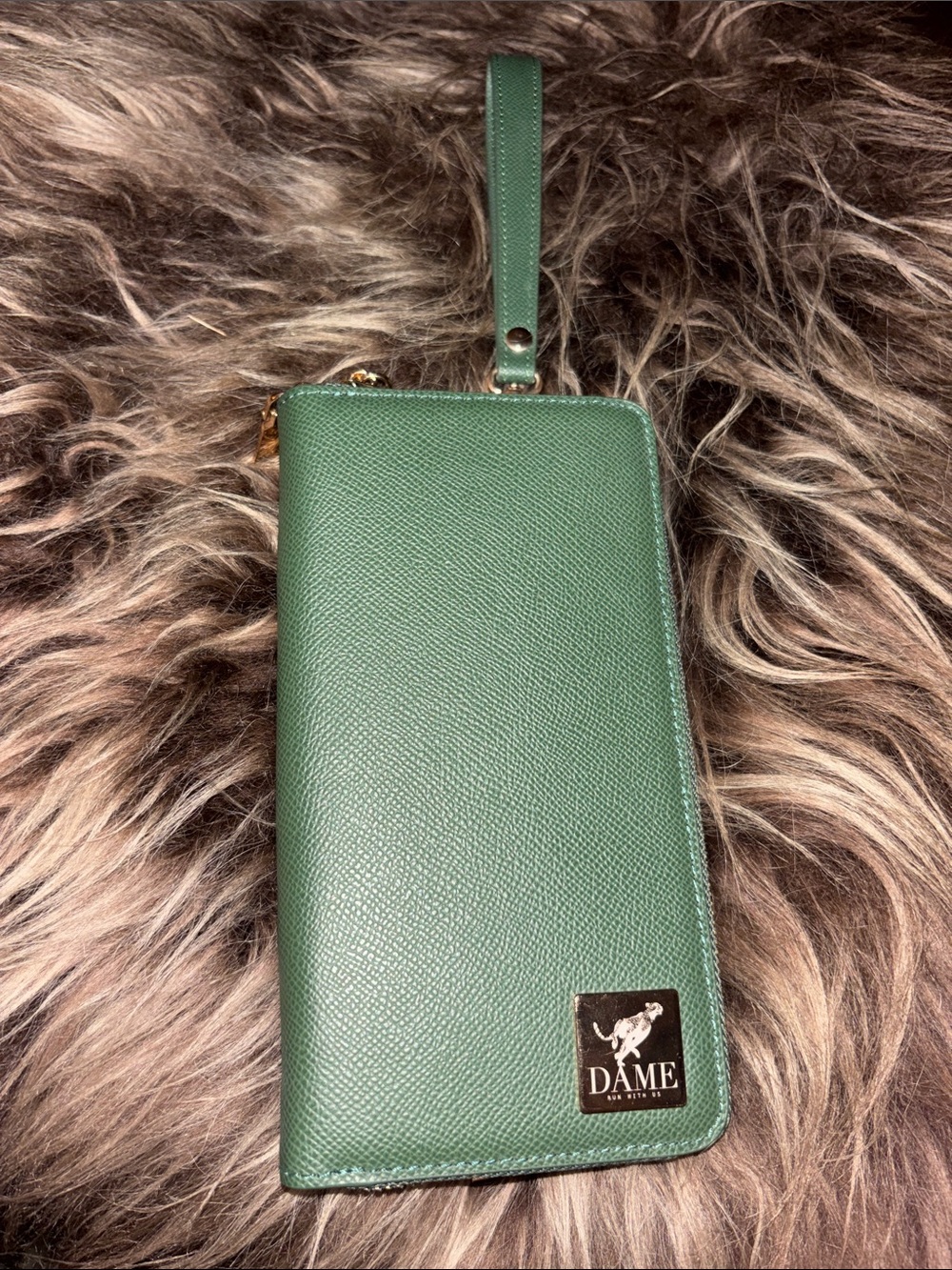 Green Leather Wristlet Wallet